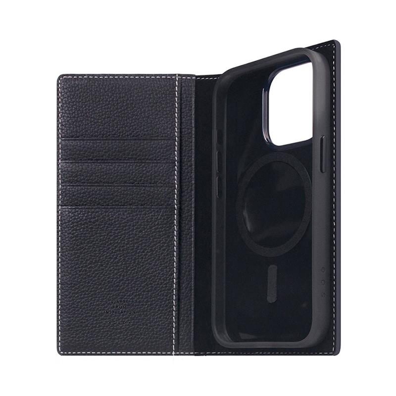 SLG Design puzdro D8 Magsafe Full Grain Leather pre iPhone 15 Pro - Black Blue