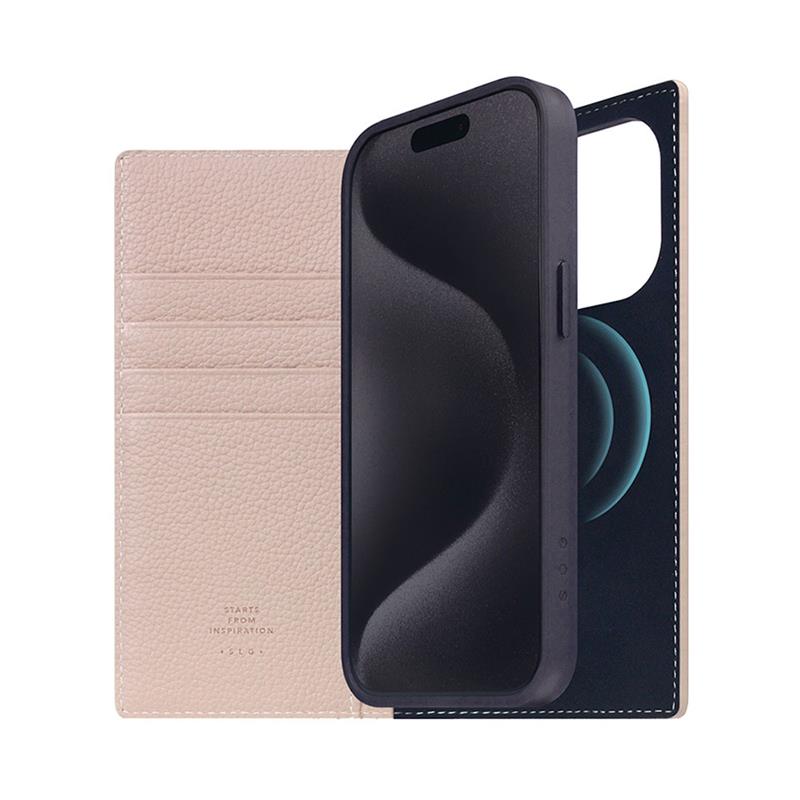 SLG Design puzdro D8 Magsafe Full Grain Leather pre iPhone 15 Pro - Light Cream