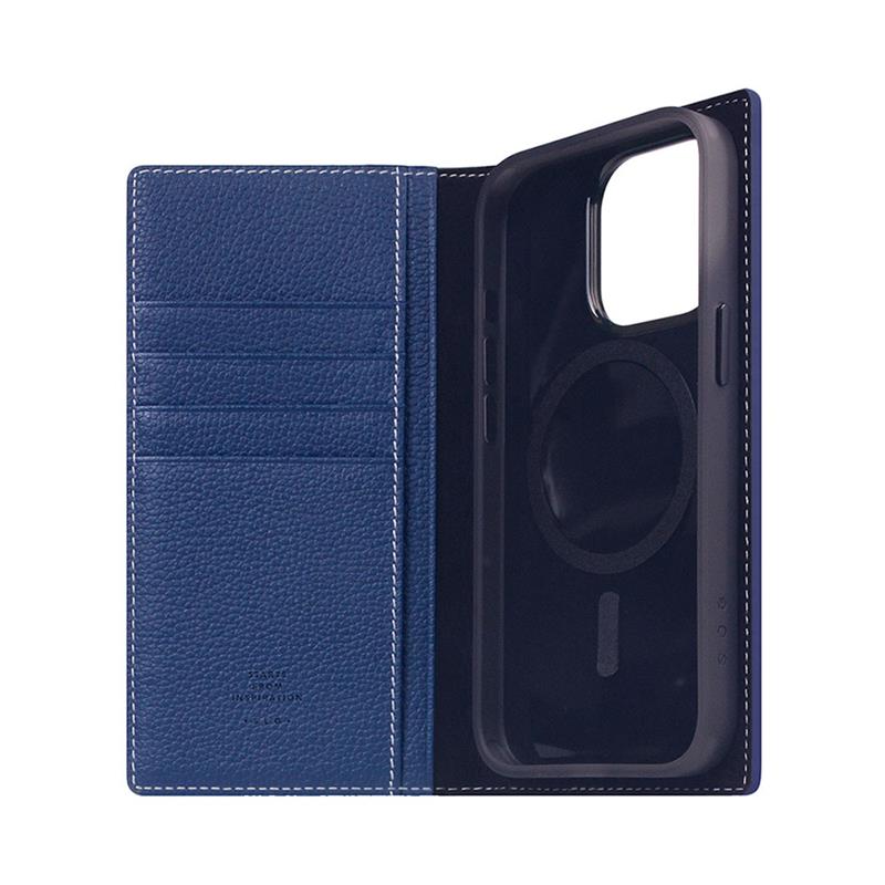 SLG Design puzdro D8 Magsafe Full Grain Leather pre iPhone 15 Pro - Navy Blue