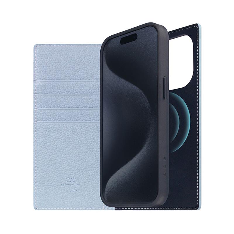 SLG Design puzdro D8 Magsafe Full Grain Leather pre iPhone 15 Pro - Powder Blue