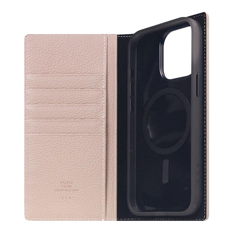 SLG Design puzdro D8 Magsafe Full Grain Leather pre iPhone 15 Pro Max - Light Cream