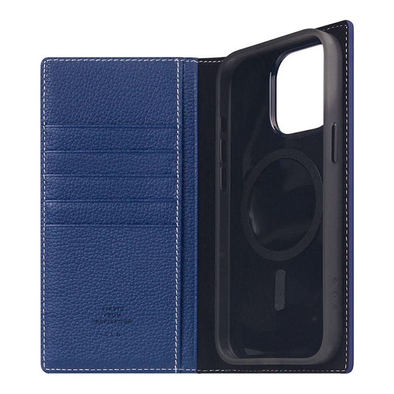 SLG Design puzdro D8 Magsafe Full Grain Leather pre iPhone 15 Pro Max - Navy Blue