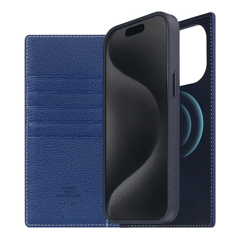 SLG Design puzdro D8 Magsafe Full Grain Leather pre iPhone 15 Pro Max - Navy Blue