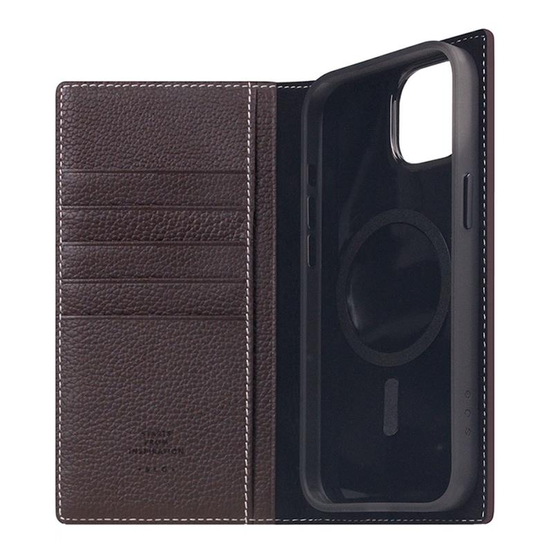 SLG Design puzdro D8 Magsafe Full Grain Leather pre iPhone 15 Plus - Brown