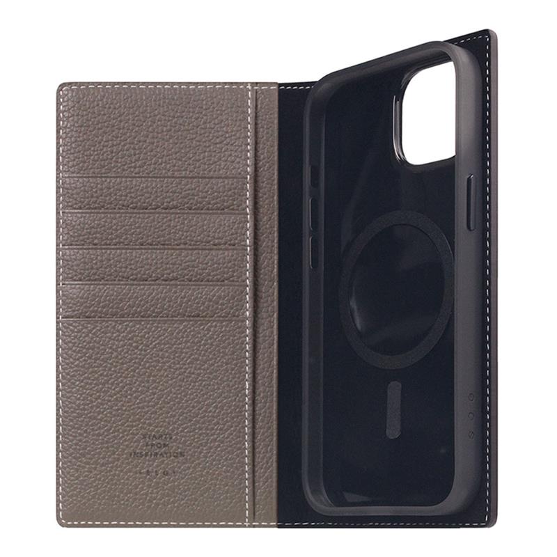 SLG Design puzdro D8 Magsafe Full Grain Leather pre iPhone 15 Plus - Etoff Cream