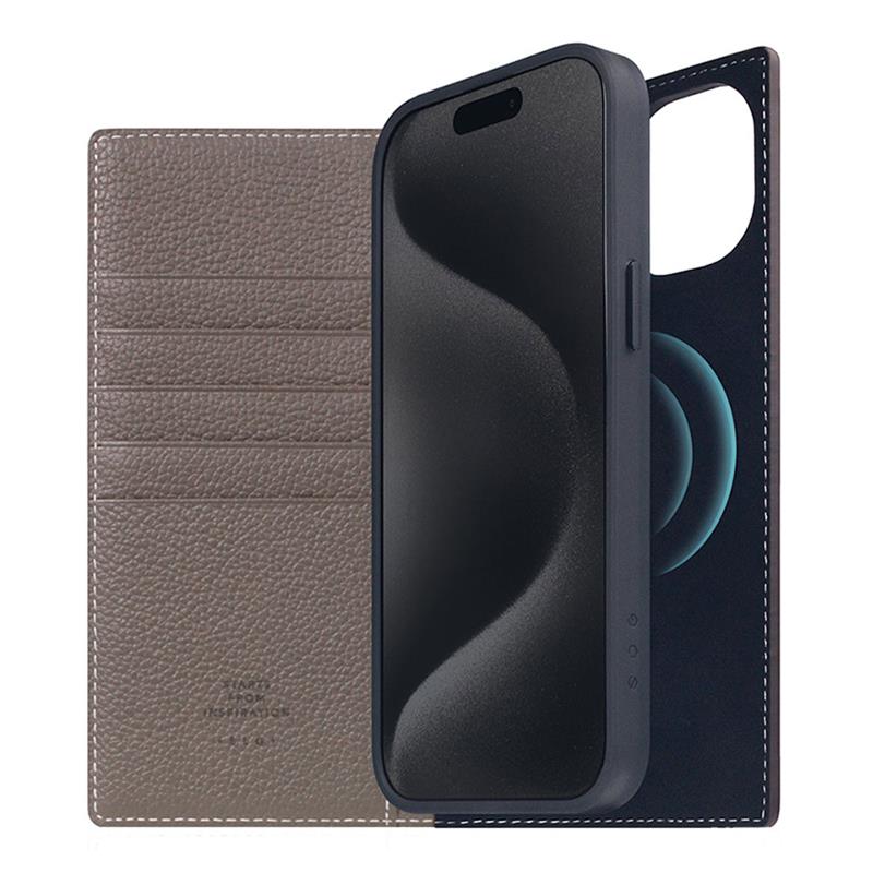 SLG Design puzdro D8 Magsafe Full Grain Leather pre iPhone 15 Plus - Etoff Cream