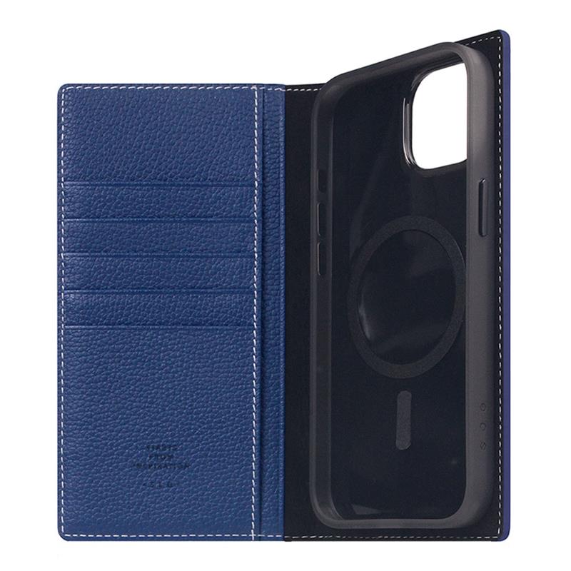 SLG Design puzdro D8 Magsafe Full Grain Leather pre iPhone 15 Plus - Navy Blue