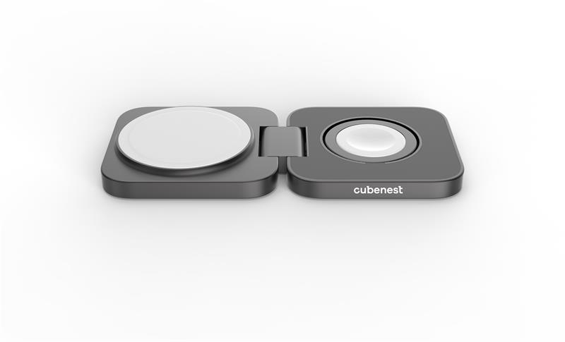 Cubenest 2v1 Skládací bezdrátová nabíječka S211 Pro - šedá