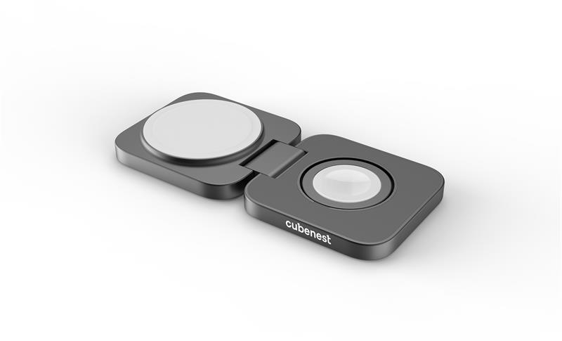 Cubenest 2v1 Skládací bezdrátová nabíječka S211 Pro - šedá