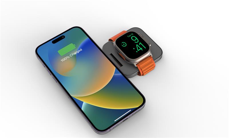 Cubenest 2v1 Skládací bezdrátová nabíječka S211 Pro - šedá