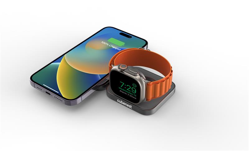 Cubenest 2v1 Skládací bezdrátová nabíječka S211 Pro - šedá