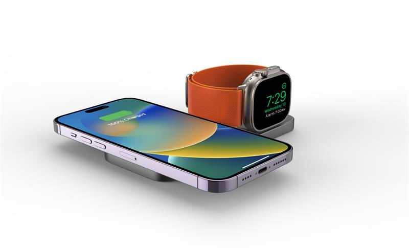 Cubenest 2v1 Skládací bezdrátová nabíječka S211 Pro - šedá