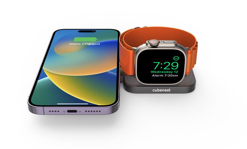 Cubenest 2v1 Skládací bezdrátová nabíječka S211 Pro - šedá