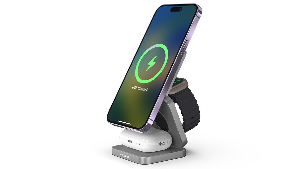 Cubenest 3v1 Skladacia bezdrôtová nabíjačka S312 Pro - šedá