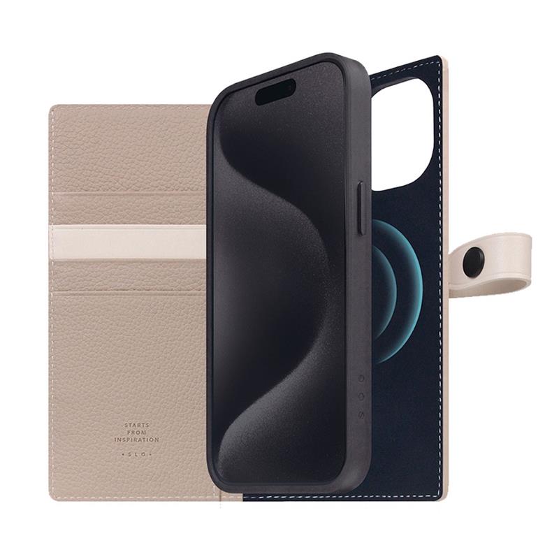 SLG Design puzdro D8 Magsafe Hybrid Full Grain Leather pre iPhone 15 - Light Cream
