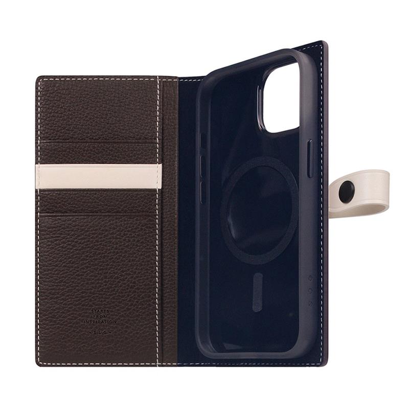 SLG Design puzdro D8 Magsafe Hybrid Full Grain Leather pre iPhone 15 - Brown Cream