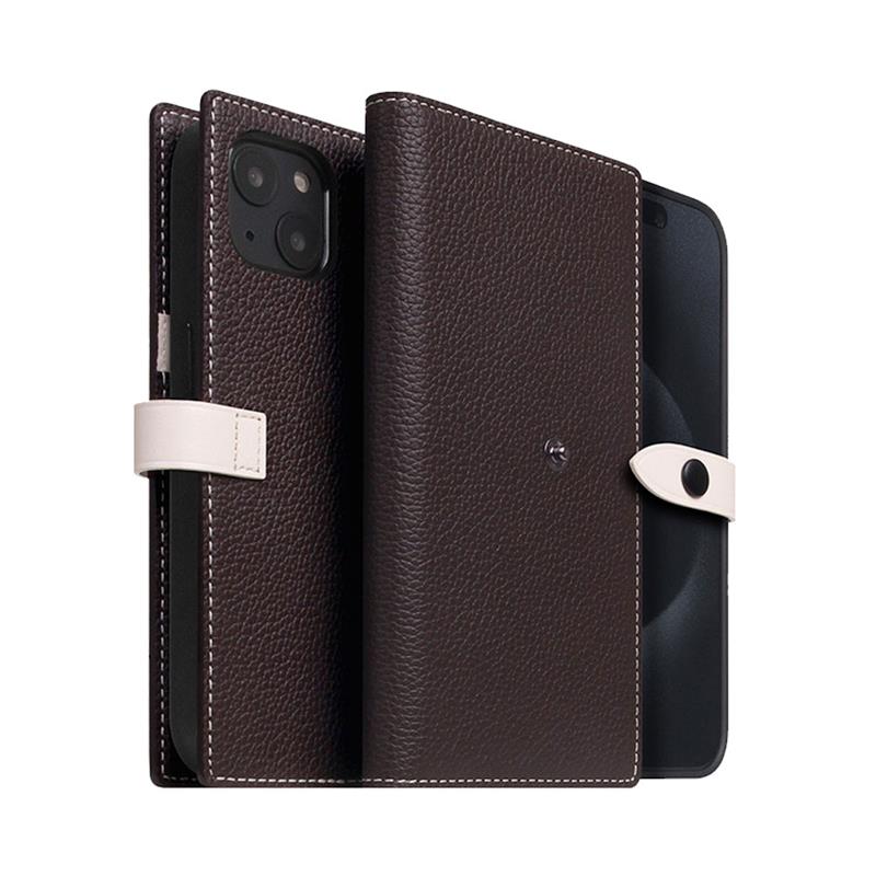 SLG Design puzdro D8 Magsafe Hybrid Full Grain Leather pre iPhone 15 - Brown Cream