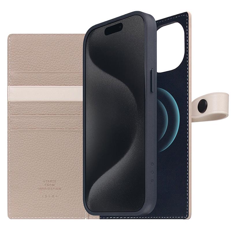SLG Design puzdro D8 Magsafe Hybrid Full Grain Leather pre iPhone 15 Plus - Light Cream