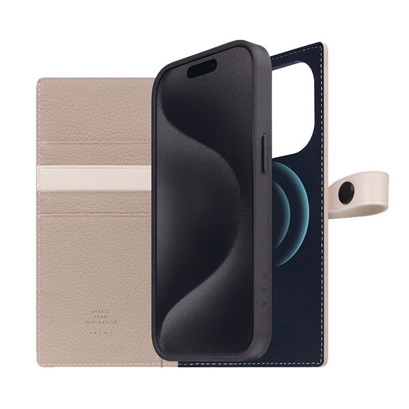 SLG Design puzdro D8 Magsafe Hybrid Full Grain Leather pre iPhone 15 Pro - Light Cream