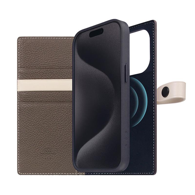 SLG Design puzdro D8 Magsafe Hybrid Full Grain Leather pre iPhone 15 Pro - Etoff Cream