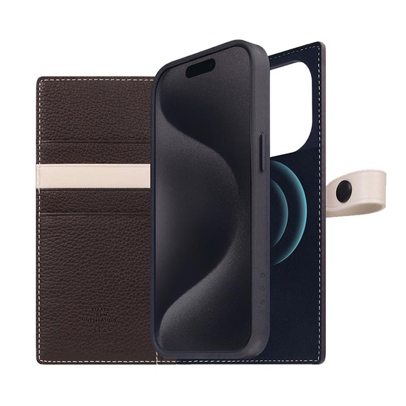 SLG Design puzdro D8 Magsafe Hybrid Full Grain Leather pre iPhone 15 Pro - Brown Cream