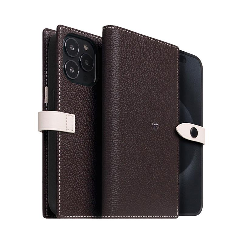 SLG Design puzdro D8 Magsafe Hybrid Full Grain Leather pre iPhone 15 Pro - Brown Cream