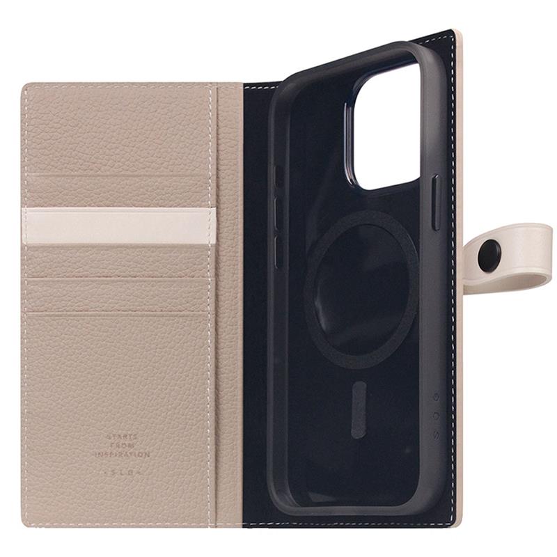 SLG Design puzdro D8 Magsafe Hybrid Full Grain Leather pre iPhone 15 Pro Max - Light Cream