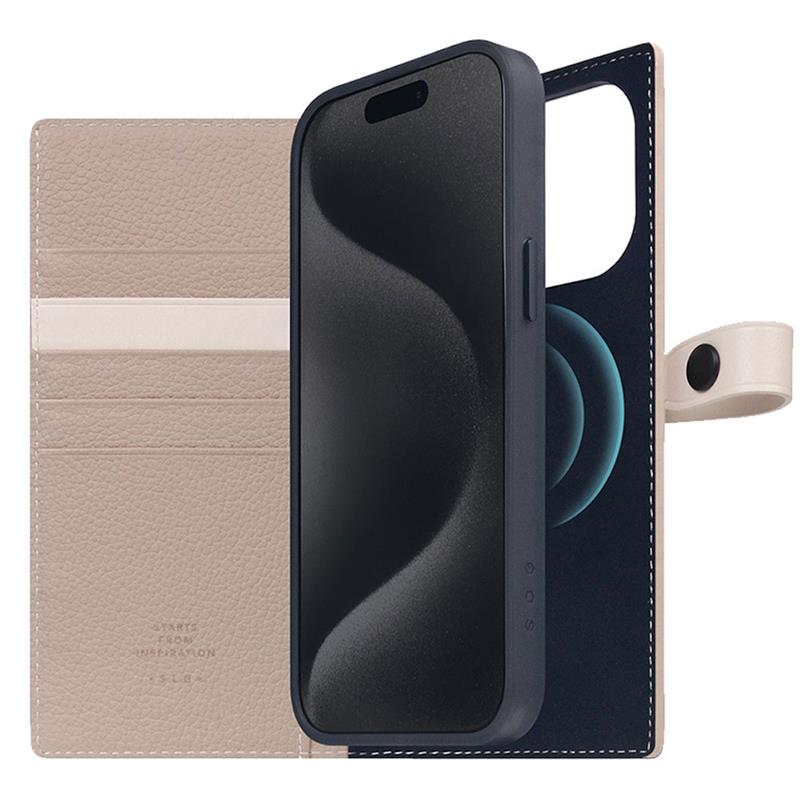 SLG Design puzdro D8 Magsafe Hybrid Full Grain Leather pre iPhone 15 Pro Max - Light Cream
