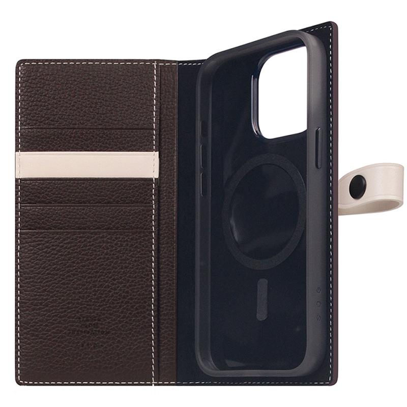 SLG Design puzdro D8 Magsafe Hybrid Full Grain Leather pre iPhone 15 Pro Max - Brown Cream