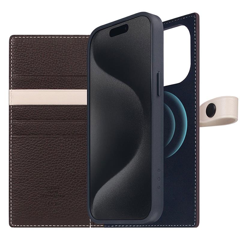 SLG Design puzdro D8 Magsafe Hybrid Full Grain Leather pre iPhone 15 Pro Max - Brown Cream