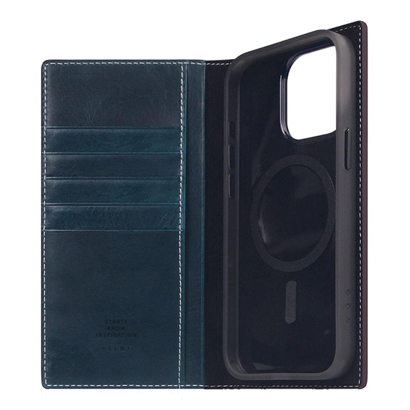SLG Design puzdro D7 Magsafe Italian Wax Leather pre iPhone 15 Pro Max - Blue