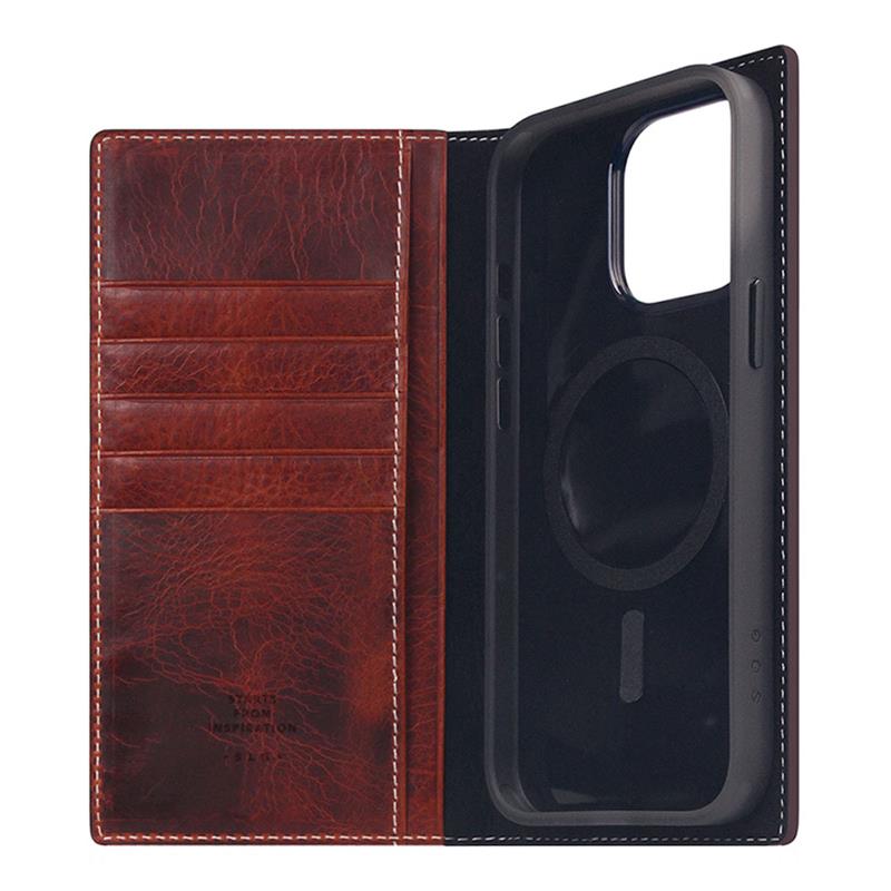 SLG Design puzdro D7 Magsafe Italian Wax Leather pre iPhone 15 Pro Max - Brown