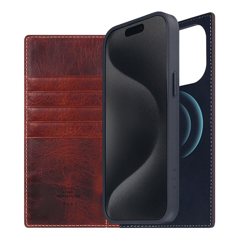 SLG Design puzdro D7 Magsafe Italian Wax Leather pre iPhone 15 Pro Max - Brown