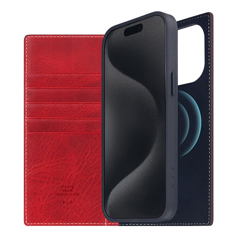 SLG Design puzdro D7 Magsafe Italian Wax Leather pre iPhone 15 Pro Max - Red