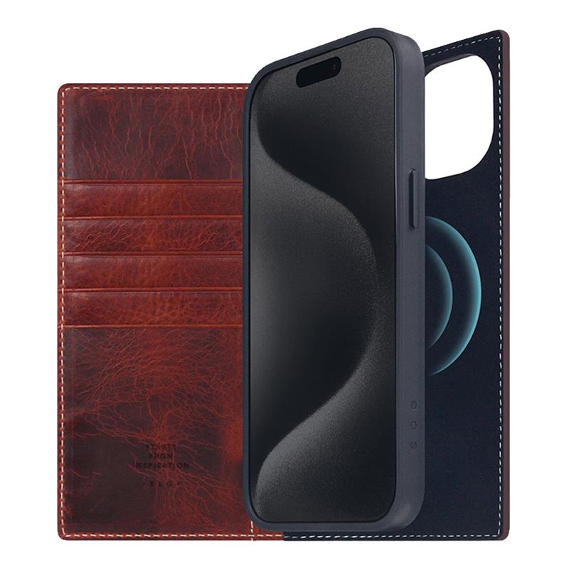 SLG Design puzdro D7 Magsafe Italian Wax Leather pre iPhone 15 Plus - Brown