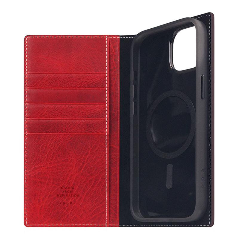 SLG Design puzdro D7 Magsafe Italian Wax Leather pre iPhone 15 Plus - Red