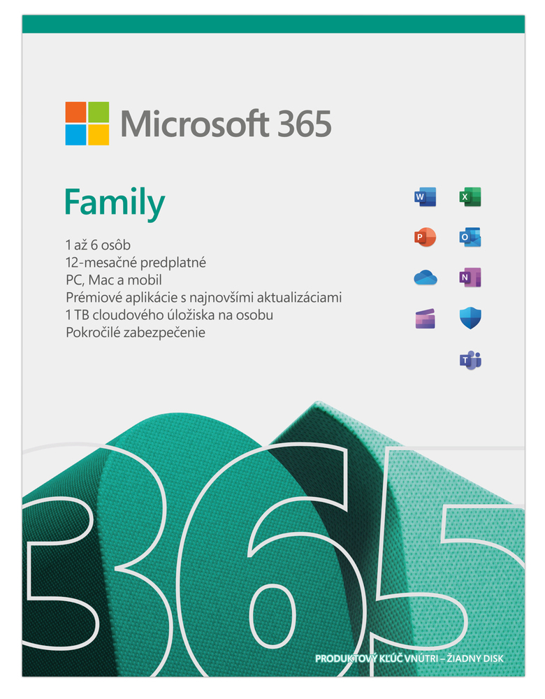 Microsoft 365 Family SK - box, predplatné 1 rok, až 6 osôb