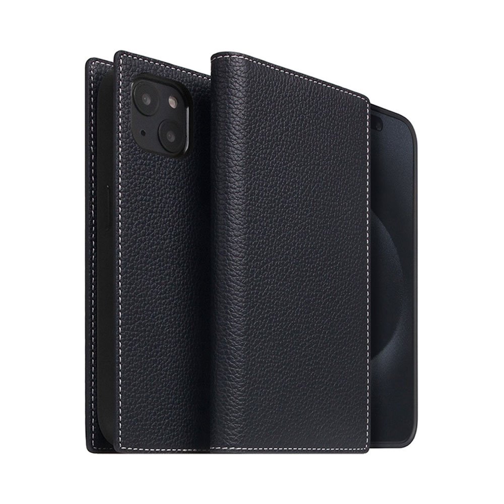 SLG Design puzdro D8 Magsafe Full Grain Leather pre iPhone 15 - Black Blue