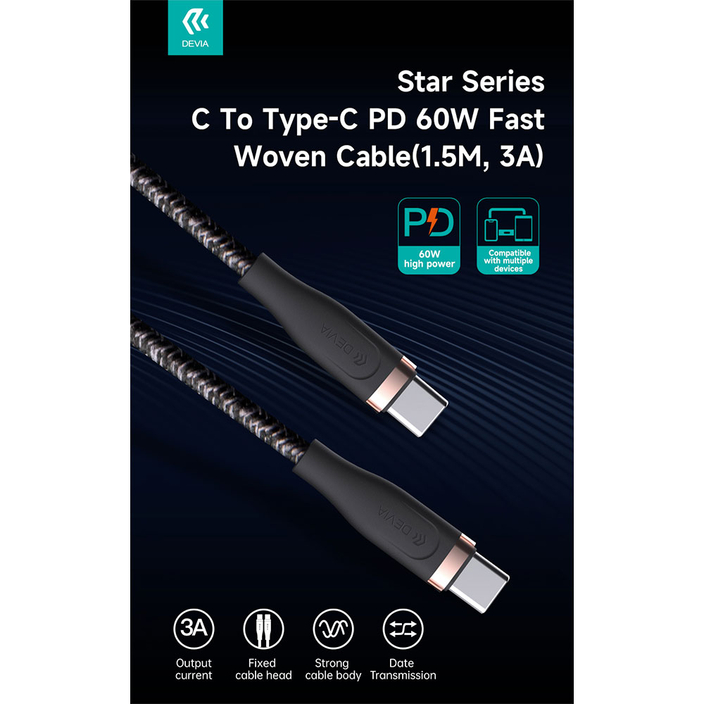 Devia kabel USB-C do USB-C Star Series Cable 1.5m - Black