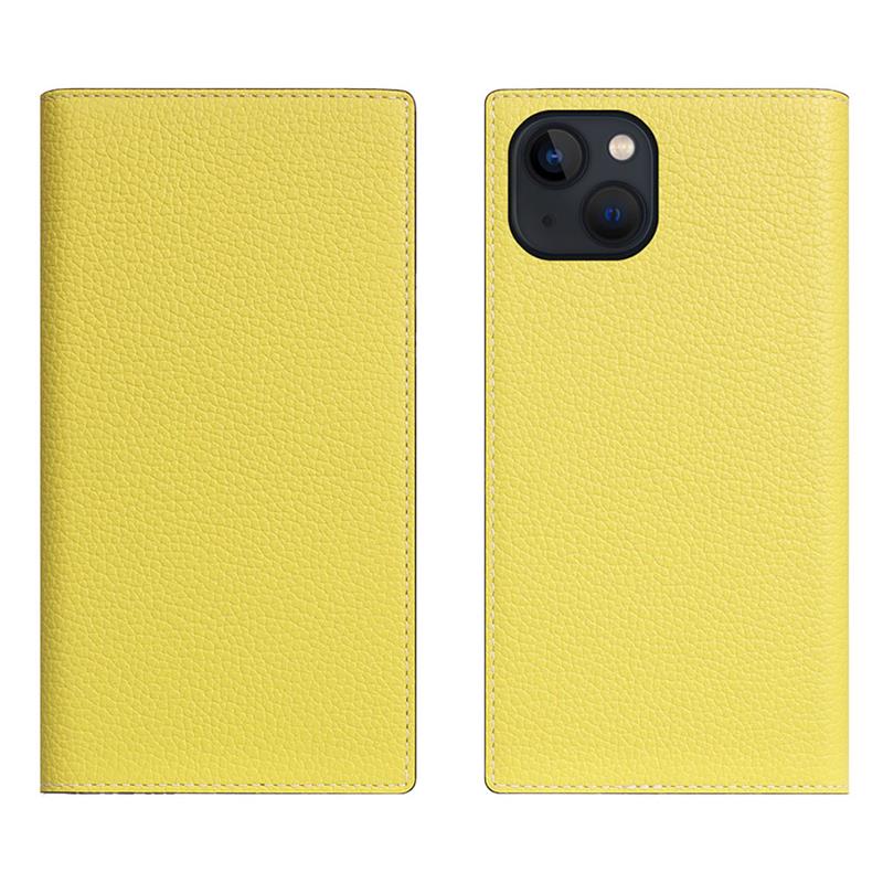 SLG Design puzdro D8 Neon Full Grain Leather Diary pre iPhone 15 - Lemon