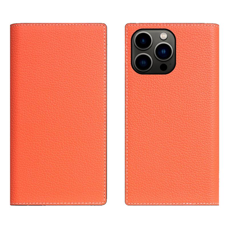 SLG Design puzdro D8 Neon Full Grain Leather Diary pre iPhone 15 Pro - Coral