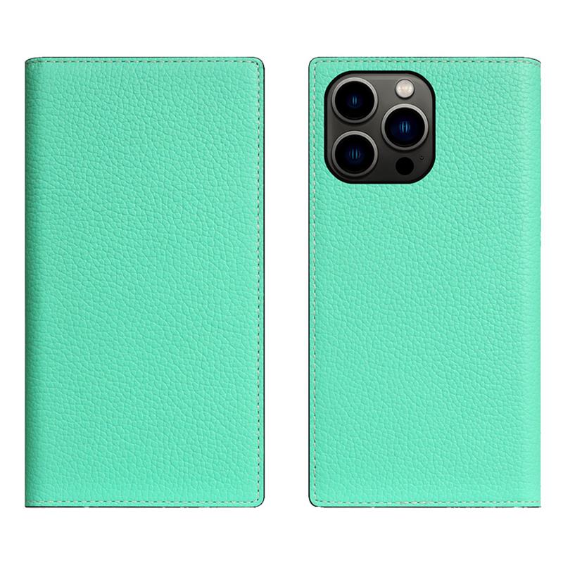 SLG Design puzdro D8 Neon Full Grain Leather Diary pre iPhone 15 Pro - Teal