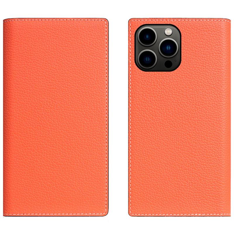 SLG Design puzdro D8 Neon Full Grain Leather Diary pre iPhone 15 Pro Max - Coral