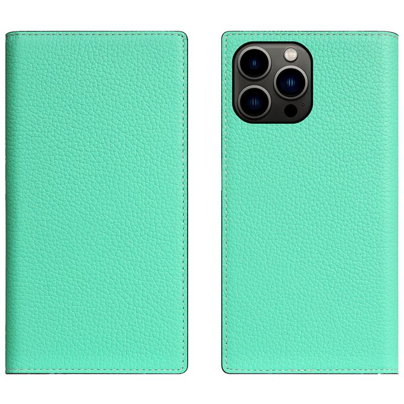 SLG Design puzdro D8 Neon Full Grain Leather Diary pre iPhone 15 Pro Max - Teal