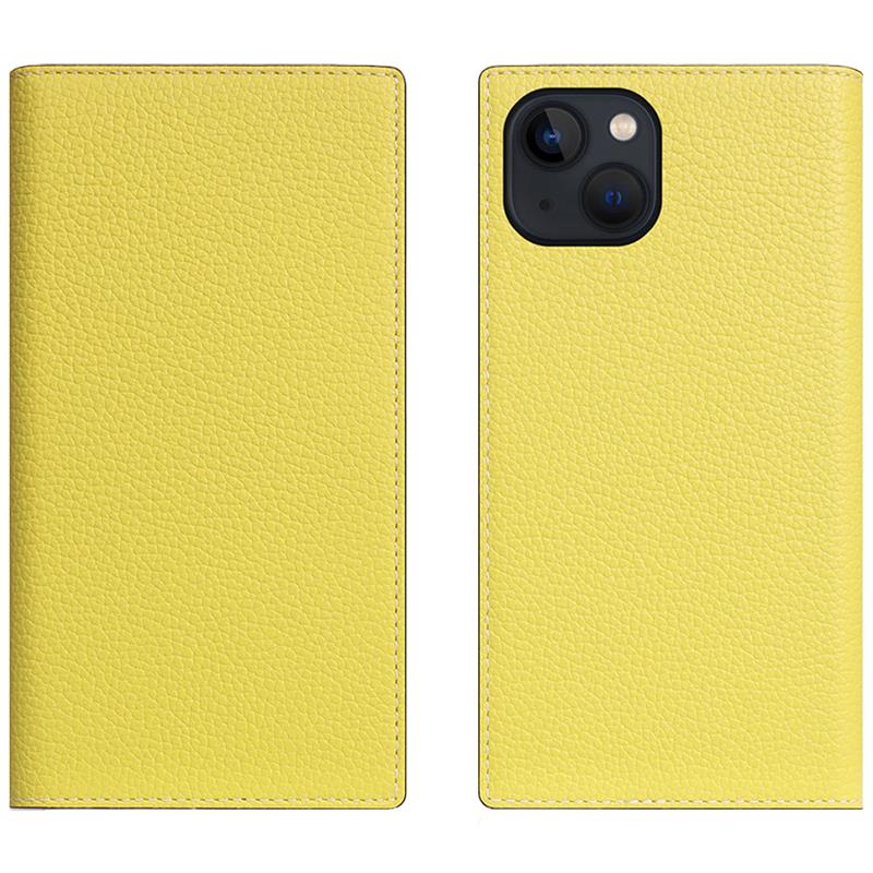 SLG Design puzdro D8 Neon Full Grain Leather Diary pre iPhone 15 Plus - Lemon