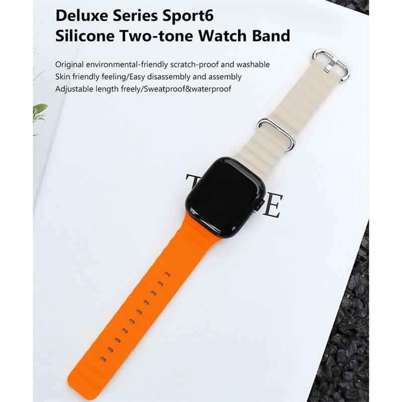 Devia remienok Deluxe Series Sport6 Silicone Two-tone Band 44/45/49mm - Black/Orange