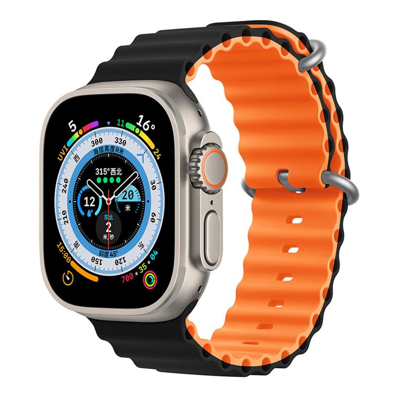 Devia remienok Deluxe Series Sport6 Silicone Two-tone Band 44/45/49mm - Black/Orange