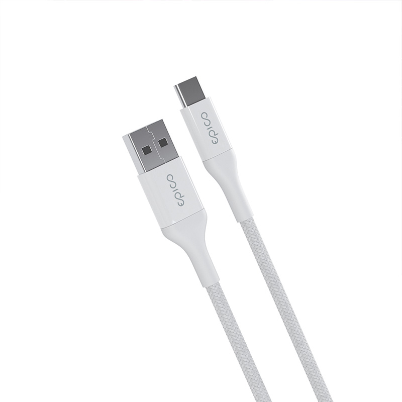 Epico opletený kabel 1,2m USB-C na USB-A, bílý