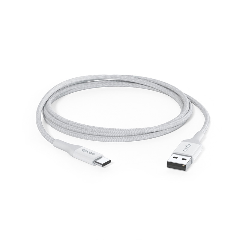 Epico opletený kabel 1,2m USB-C na USB-A, bílý
