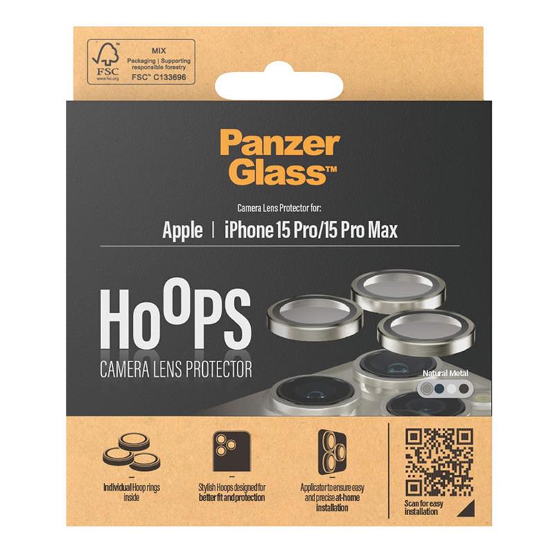 PanzerGlass ochranné sklo Hoops pre iPhone 15 Pro/15 Pro Max - Natural Metal